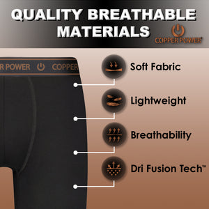 Copper Power Essential Cotton Men’s Boxer Brief – 6 Pc Pack, Men’s Underwear Boxer Briefs, Soft & Comfortable Waistband, Anti-Chafing